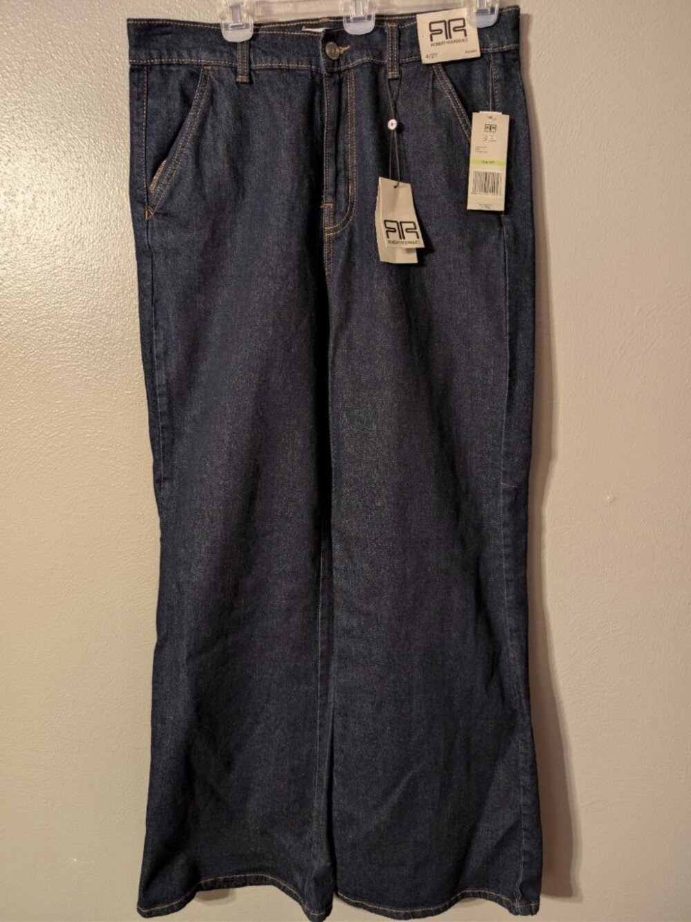 Robert Rodriguez NWT Dark Rinse Trouser Jeans Wide Leg Denim Size 4 27 Blue - Picture 2 of 7